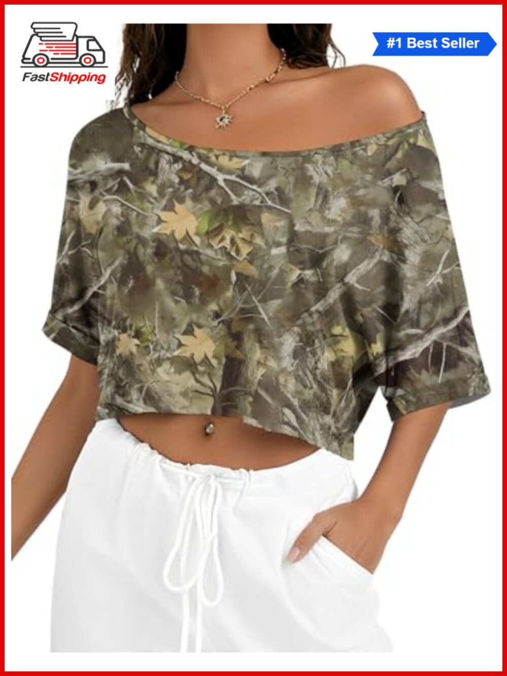 Off Shoulder Cropped T Shirt Short Sleeve Asymmetrical Neck Women's Top